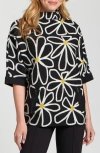 Apny Whimsical Floral Sweater In Black
