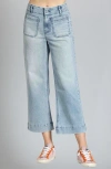 Apny Wide Leg Ankle Jeans In Light Indigo