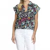 Apny Print Wrap Front Cotton High-low Top In Multi