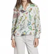 Apny Print Smocked Cuff Top In Multi