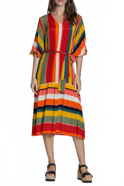 Apny Women's Striped Maxi Dress In Orange/olive In Multi