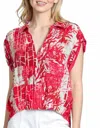 Apny Women's Wrap Blouse In Red Multi In Red