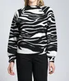 Apny Zebra Puff Sleeve Sweater In Multi