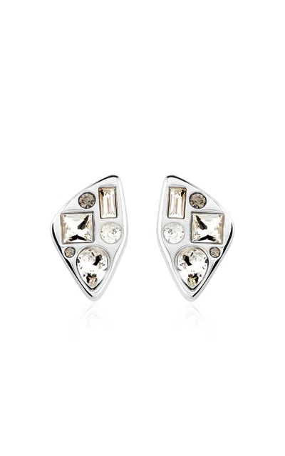 Apoa Dhai Crystal Studded Earrings In Silver
