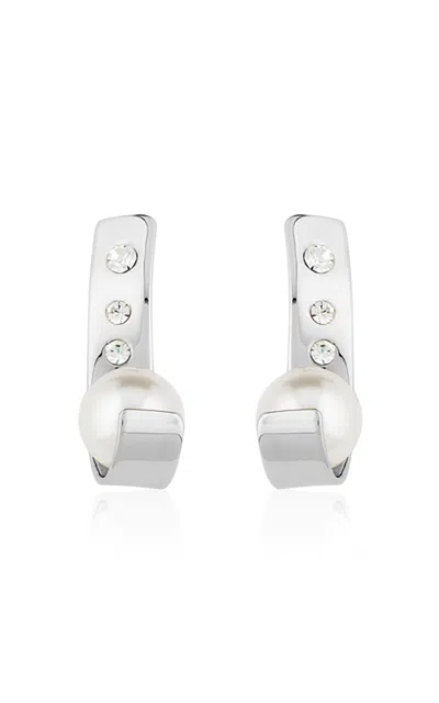 Apoa Leen Pearl Studded Drop Earrings In Silver