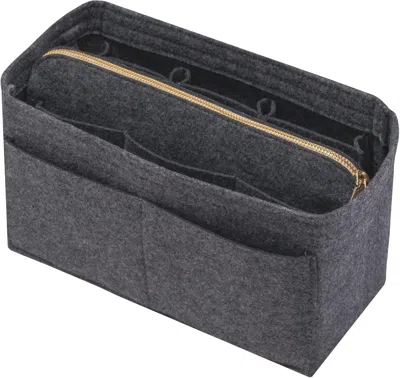 Apoh Purse Organizer Insert With Zipper Felt Bag Organizer For Tote Purse Grey Small In Gray