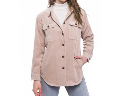 Apolline Bonfire Heart Corduroy Shacket With Cozy Plaid Lining In Khaki In Neutral