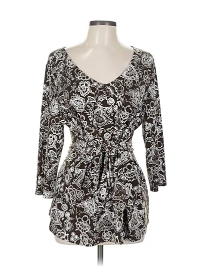 Pre-owned Apostrophe 3/4 Sleeve Blouse In Brown