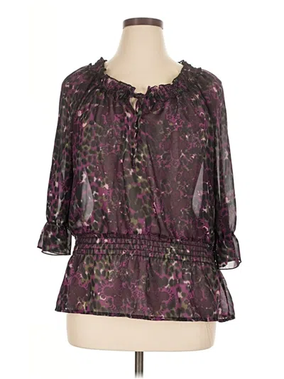 Pre-owned Apostrophe 3/4 Sleeve Blouse In Purple