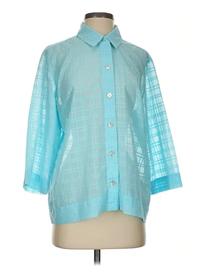 Pre-owned Apostrophe 3/4 Sleeve Button Down Shirt In Blue