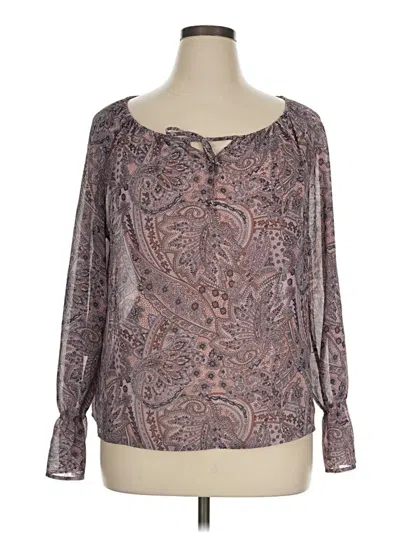Pre-owned Apostrophe Long Sleeve Blouse In Brown
