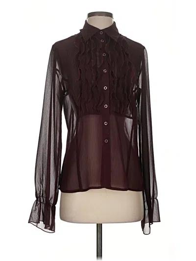 Pre-owned Apostrophe Long Sleeve Blouse In Burgundy