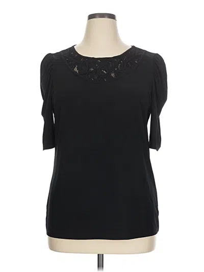 Pre-owned Apostrophe Short Sleeve Top Black Keyhole Neckline Tops