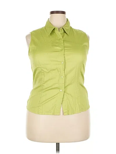 Pre-owned Apostrophe Sleeveless Button Down Shirt In Green