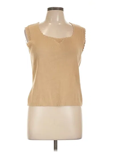 Pre-owned Apostrophe Sleeveless Top Tan Scoop Neck Tops In Brown