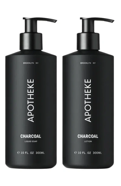 Apotheke Charcoal Liquid Soap & Lotion Set In Black