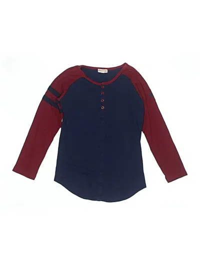 Pre-owned Appaman Kids' 3/4 Sleeve Top Burgundy Color Block Pattern Crew Neck Tops