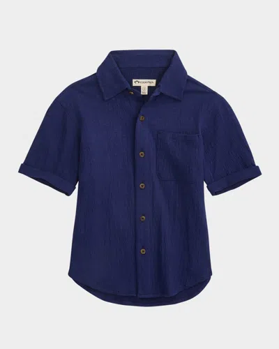 Appaman Kids' Boy's Beach Button Down Shirt In Navy Blue