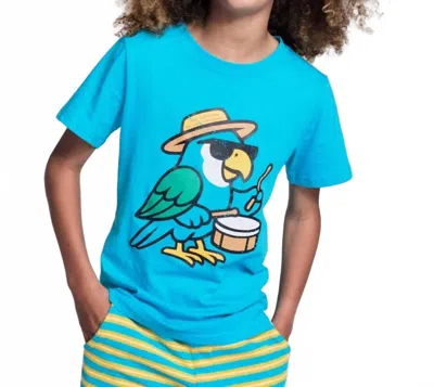 Appaman Kids' Boy's Carnival Parrot Graphic Short Sleeve Tee In Teal In Blue