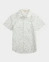 Appaman Kids' Boy's Day-party Printed Button Down Shirt In Micro Greens