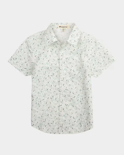 Appaman Kids' Boy's Day-party Printed Button Down Shirt In Micro Greens