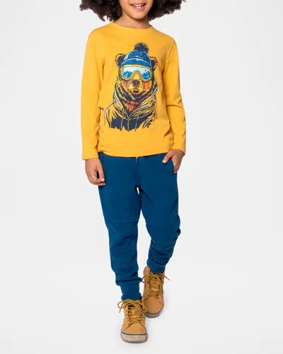 Appaman Kids' Boy's Ski Bear Graphic T-shirt In Beeswax