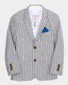 Appaman Boy's Striped Sports Jacket In Navy Stripe