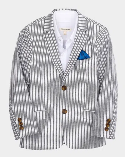 Appaman Kids' Boy's Striped Sports Jacket In White