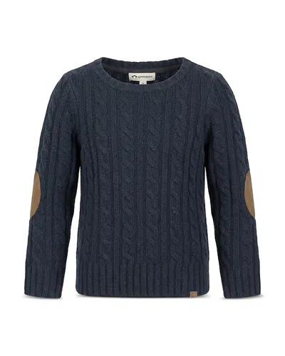 Appaman Boys' Fisherman Cable Knit Elbow Patch Sweater Toddler, Little Kid, Big Kid In Navy Blue