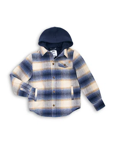 Appaman Boys' Glen Hooded Herringbone Plaid Shirt - Little Kid, Big Kid In Blue