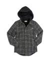 Appaman Boys' Glen Hooded Shirt - Little Kid, Big Kid In Black/moss Plaid