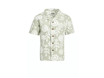 Appaman Camp Collar Shirt (toddler/little Kid/big Kid) Boy's Clothing Sage Sunflower : 8 Little Kid, Cotton/ In Gray
