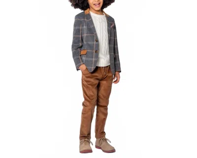 Appaman Kids' Clubsuit Blazer Jacket In Smoky Windowpane In Gray