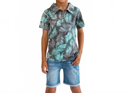 Appaman Kids' Fairbanks Short Sleeve Polo In Teal Tropics In Multi
