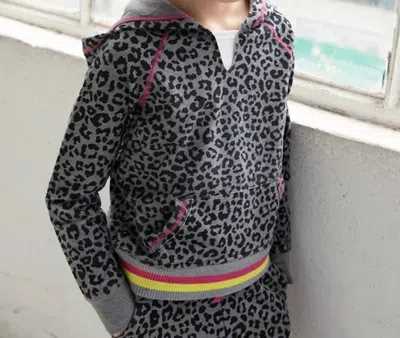 Appaman Kids' Fiona Cheetah Hoodie In Grey In Black