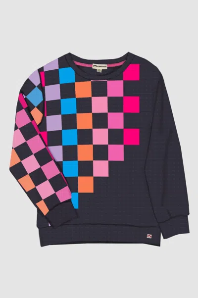 Appaman Kids' Girl's Ruby Crew Sweatshirt In Checkerboard In Black