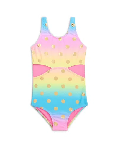Appaman Kids' Erika One Piece Swimsuit In Rainbow Dots In Animal Print
