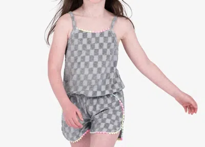 Appaman Kids' Girls Terry Cloth Romper In Grey In Multi