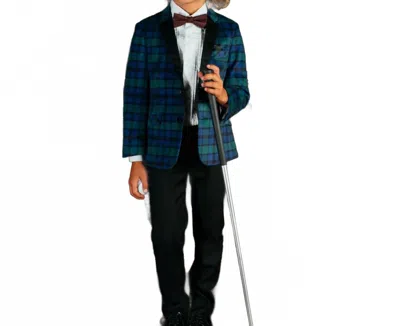 Appaman Kids' Highland Velvet Tuxedo Jacket In Midnight In Blue