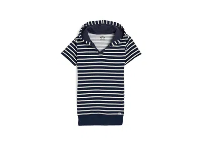Appaman Hoodie Dress (toddler/little Kid/big Kid) Girl's Dress Navy Stripe : 2 Toddler, Cotton/polyester In Black