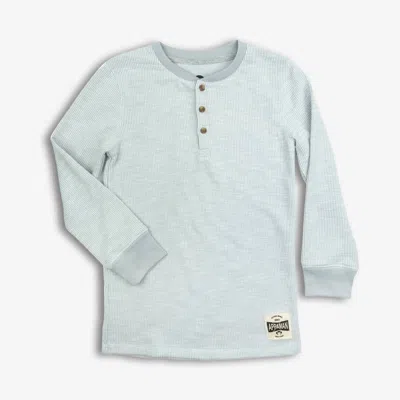 Appaman Kids' Boy's Craftsman Thermal Henley Shirt In Cool Grey In Blue
