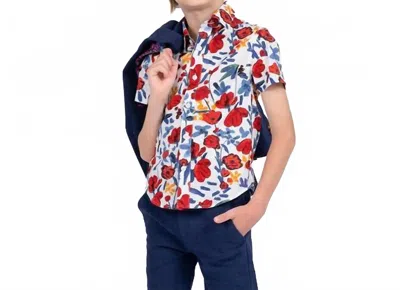 Appaman Kid's Day Party Shirt In White Rose In Multi