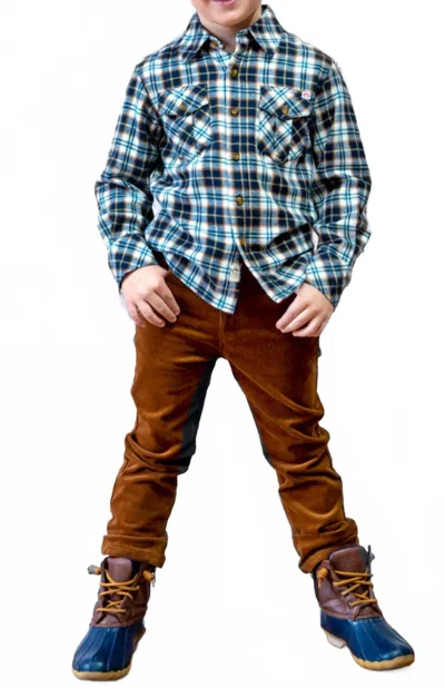 Appaman Kid's Skinny Corduroy In Leather Brown In Blue