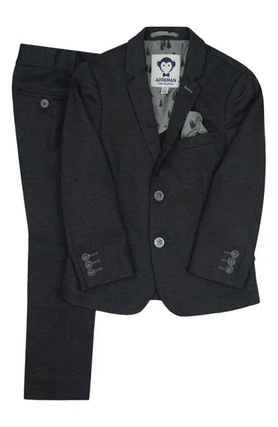 Appaman Kids' 2-piece Stretch Mod Suit In Black Micro Houndstooth