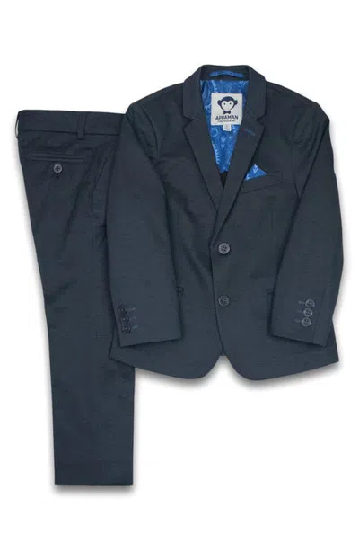 Appaman Kids' 2-piece Stretch Mod Suit In Dark Navy Diamonds