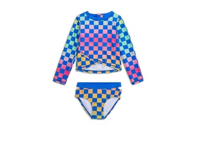Appaman Kids  Oceana Rash Guard Set Blue Multi Check Stretch Swimwear Red346