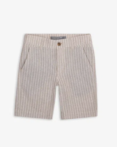 Appaman Kids  Trouser Shorts Sand Stripe Linen Flat Front Belted Waist Red27 In Gray