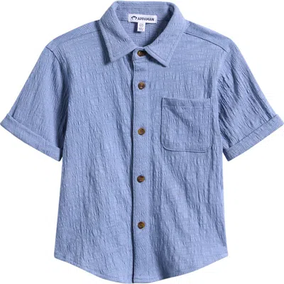 Appaman Kids' Beach Short Button-up Shirt In Blue