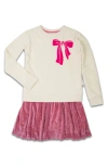 Appaman Kids' Bow Sweatshirt Dress In White