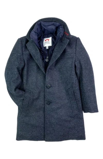 Appaman Kids' City Insulated Wool Blend Overcoat In Checkered Ink